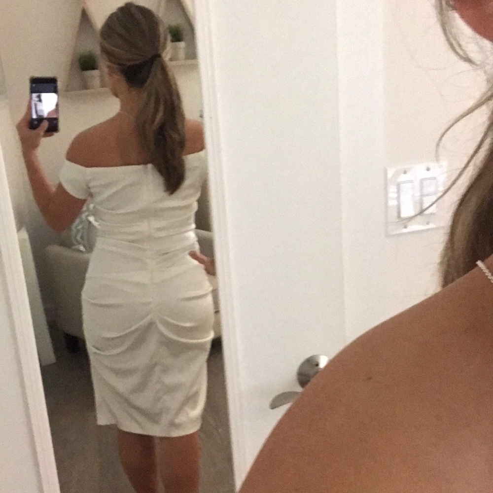 Stunning white satin cocktail dress